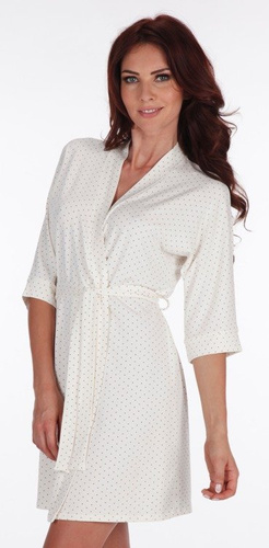 941 Dots Damen Kurzer Morgenmantel Forex - ecru