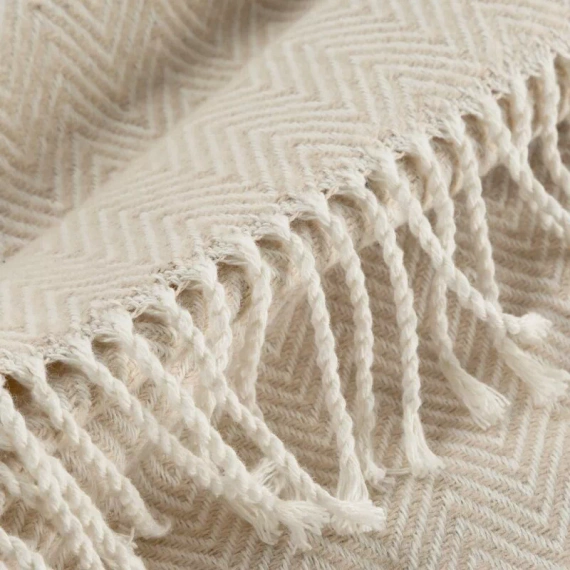 Plaid 7 Decke Tagesdecke mit Fransen Eurocurtains Beige