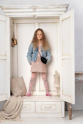 DR 2501 Leo Dots Knittex-Strumpfhose für Mädchen aus Zuckerwatte