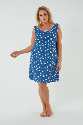 Raba Nachthemd und Stillkleid, breiter Träger Italian Fashion - Blaudruck