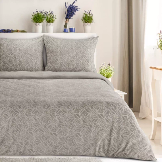 Flano 3 Velours-Bettwäsche Blätter Eurofirany beige