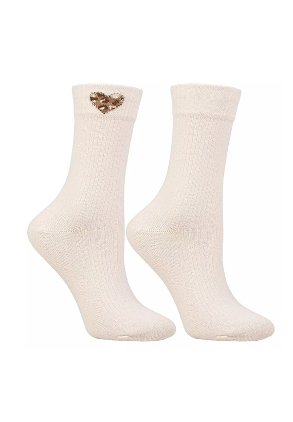 Damen-Socken Moraj CSL250-941 aus Baumwolle, gerippt, mit Herz und Leopardenmuster