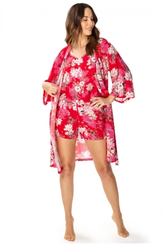 86636 Lotos Negligé-Bademantel Möwe mit Blumendruck