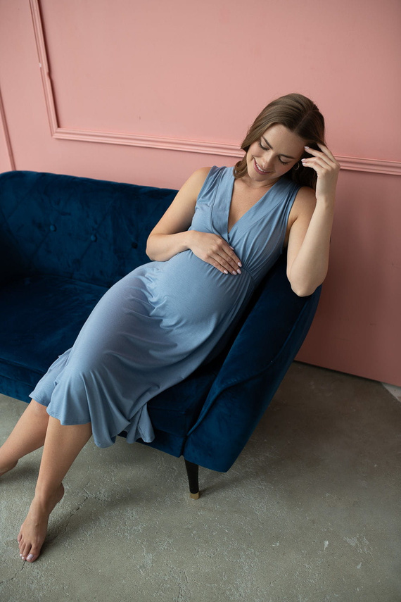 Star Light Umstands- und Stillnachthemd aus Milk&Love Bambus, blau