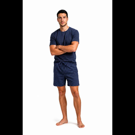 Sesto Senso 2026/01 Herrenkurzpyjama Marine 100% Baumwolle