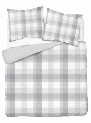 5040 Eine grau karierte Mikrofaser-Bettwäsche von Detexpol