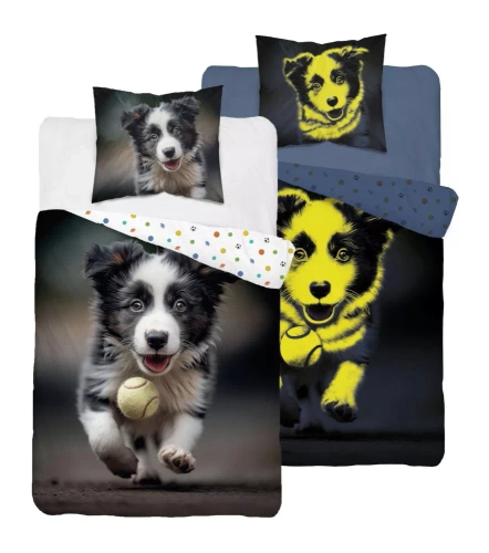 5410 A Puppy Baumwollbettwäsche, die im Dunkeln leuchtet, Detexpol