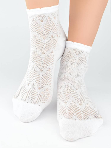 SB118 Jacquard Leaf Noviti Socken – weiß