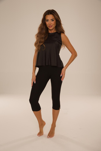 De Lafense Sienna 084 Damen 3/4-Hose aus gerippter Viskose – schwarz