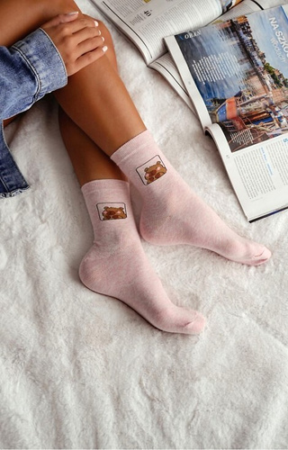 0200-186 Capybara Damensocken Milena rosa – Baumwolle, gemustert