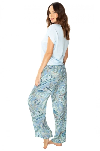 86634 Laguna Damen-Pyjama Möwe, blau bedruckt