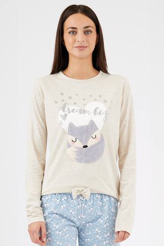 Zerda Sorbetto – Baumwollpyjama für Damen mit 3D-Applikation