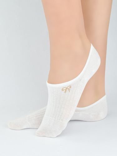 Damen Ballerinas Noviti ST097 Baumwolle gerippt mit dekorativer Stickerei