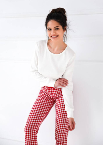 Sensis Perfect Damen Schlafanzug - creme und rot