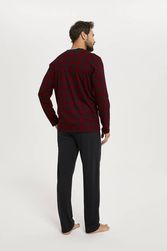 Elijah Herren Schlafanzug und Hose mit langen Ärmeln Italian Fashion - print/schwarz