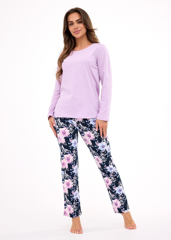 Natalie 145/462 Cornette Damenpyjama, meliert – Baumwolle, lange Ärmel, Alltagsstil und Komfort