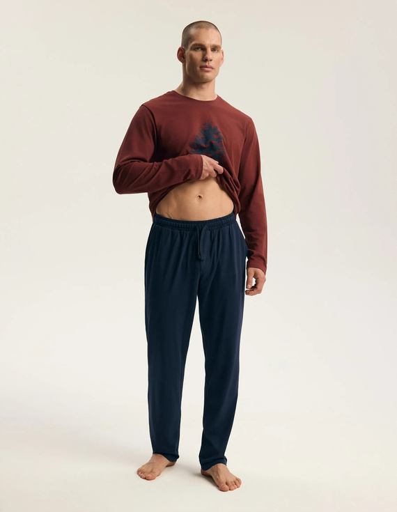 Henderson Core Fall 45494 Herren-Pyjama 100% Baumwolle Lang Maroon