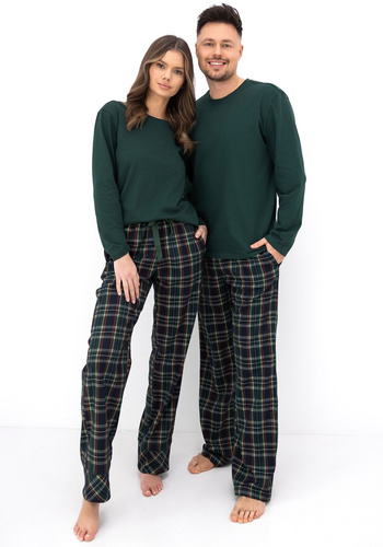Sensis Josie Damen-Pyjama 100% Baumwolle grüne karierte Hose