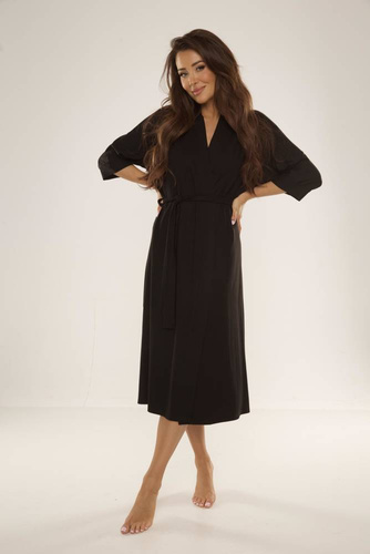 942 Visa Langer Bademantel De Lafense - schwarz