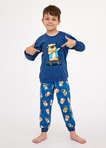 593/177 966/177 Cornette Capybara Jungenpyjama | Baumwolle, bedruckt, lange Ärmel, gemusterte Hose