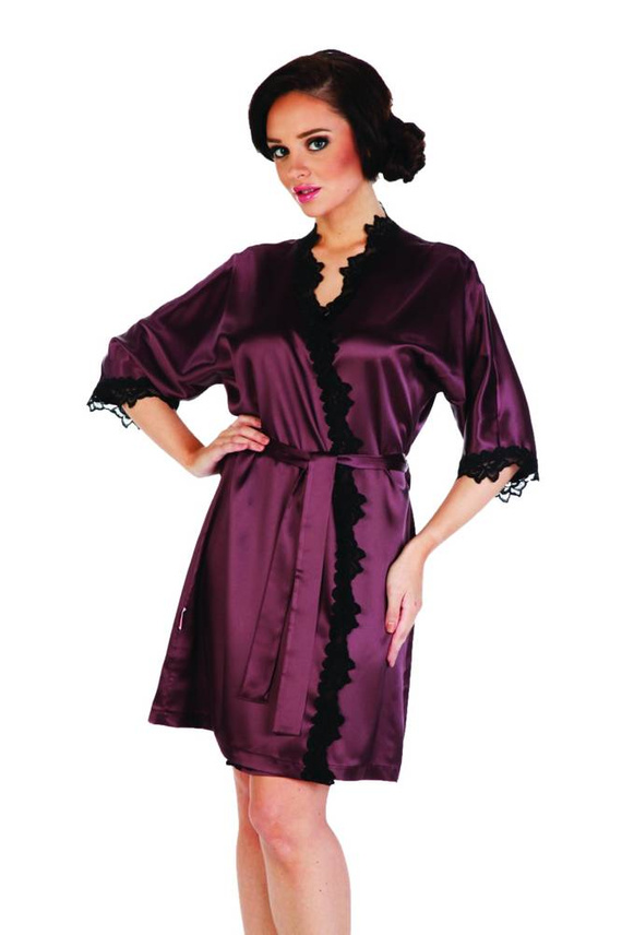 929 Kleoree Damenbademantel De Lafense - Pflaume