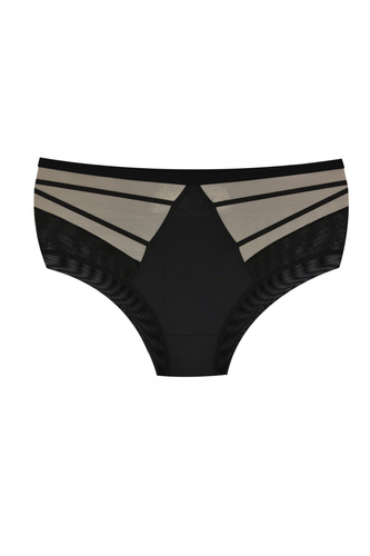 Damen Slip Mediolano Spider 19252 – Schwarze Spitze, Tüll, Hohe Taille | Eleganter und Zarter Slip für Jeden Tag