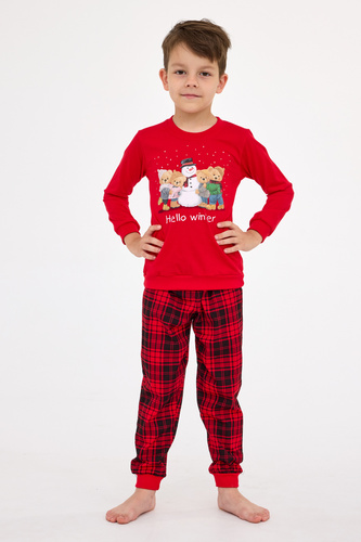 593/171 966/171 Winter-Cornette-Jungenpyjama – Weihnachten, Rot, Baumwolle