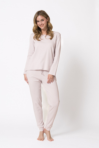 Damen-Pyjama Leveza 1813 Yuki Flieder 100% Baumwolle Langarm