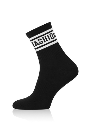 S155D Vintage Lange Socken Italienische Mode - schwarz/weiß