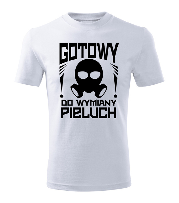 SKU M27 „Bereit zum Windelwechseln“ T-Shirt für einen jungen Vater Moocha weiß