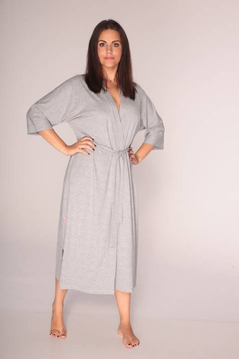 942 Visa Langer Bademantel De Lafense - hell melange