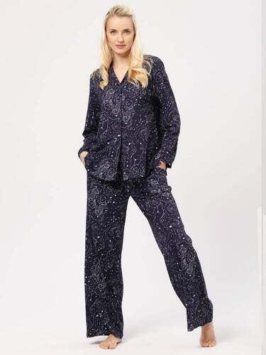 LNS 911 Cotton Damen-Pyjama Key – Marineblau