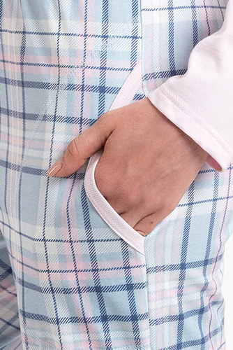 Emilly Unzipped Ladies' Long Sleeve Pyjamas and Trousers Italian Fashion - rosa/print 