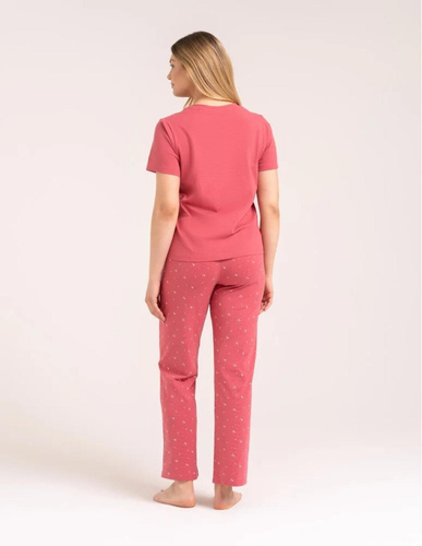 Damen-Pyjama Moraj PDD4300-024 Rosa Baumwolle Herzchen Lange Hose