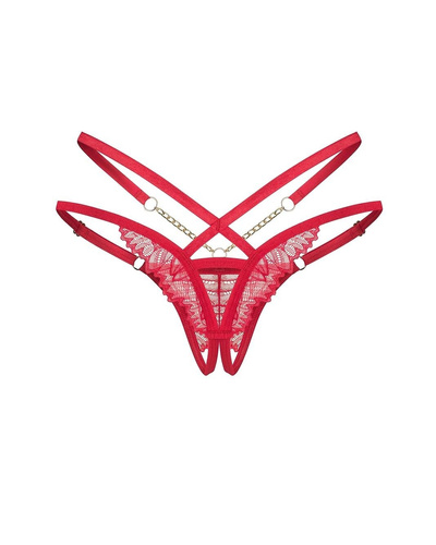 Matildea Obsessive Tanga – rot, Spitze, mit offenem Schritt