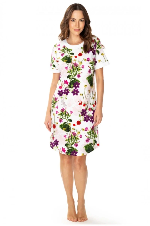 86669 Nataly Möwen-Nachthemd mit Blumendruck