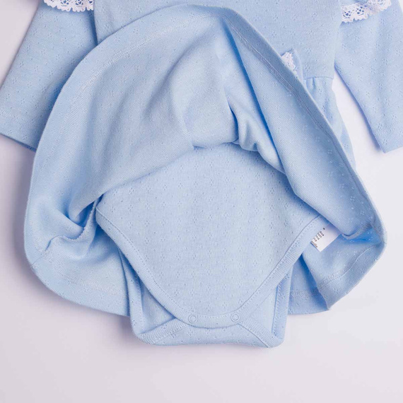 224036 Nicol Mädchen Kleid-Body Blau 100% Baumwolle Ajour