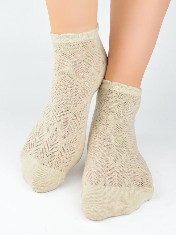 SB118 Jacquard Leaf Noviti Socken – Beige