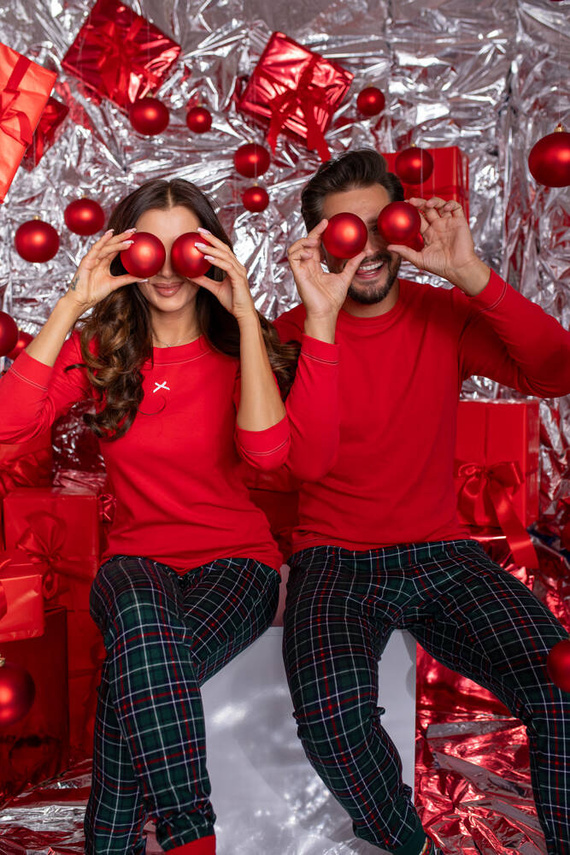 Foggia Damen Schlafanzug langarm, lange Hose Italian Fashion - rot/print 