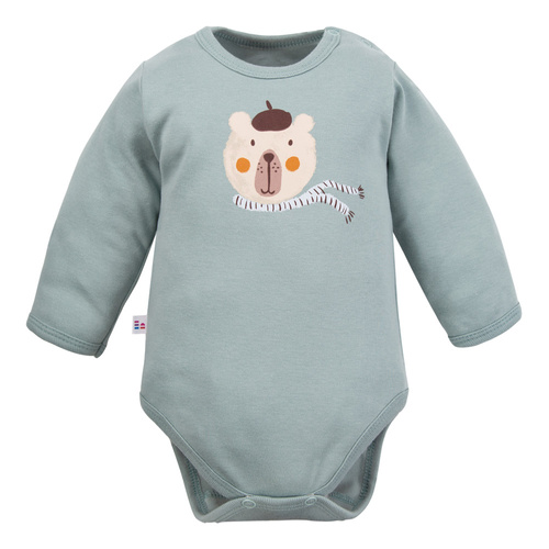 Beary Cool Eevi Baby-Body – Baumwolle, lange Ärmel, Teddybär-Aufdruck
