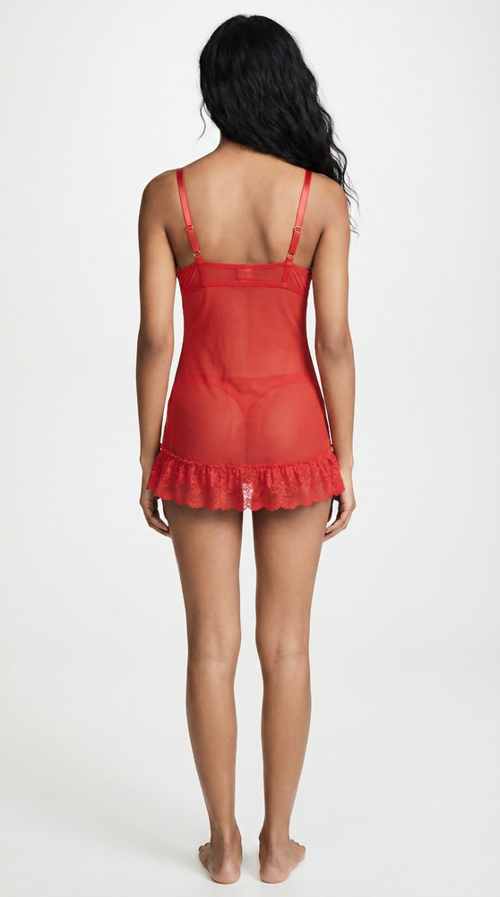 Nachthemd Nuit Red LivCo Tüll Spitze Damen elegant