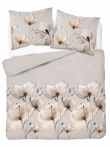 5492 B Detexpol Satin Stories Cappuccino-Satinbettwäsche | 100 % Baumwolle, Satinbindung, Reißverschluss, Geschenkverpackung