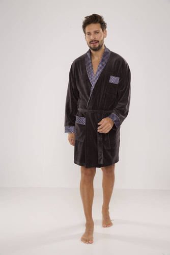 772 Bonjour Herren-Forex-Bademantel - graphit