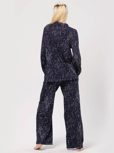 LNS 911 Cotton Damen-Pyjama Key – Marineblau