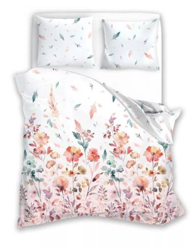 Milargo Verde 001 Satinbettwäsche mit Faro-Blumen, rosa