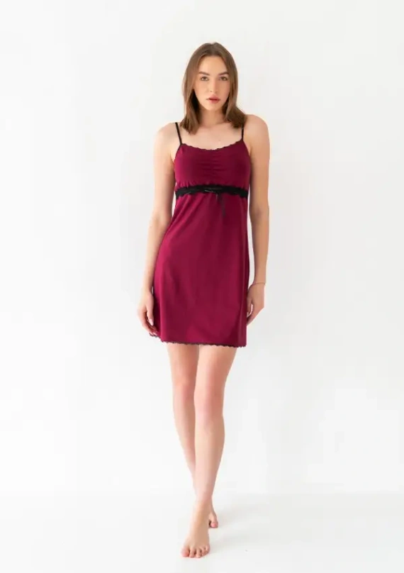 Unterkleid Dkaren Viki 2 aus Baumwolle mit Spitze in Bordeaux