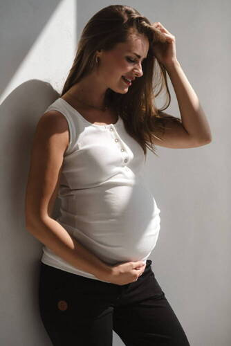 Milk&Love geripptes Umstands-Stilltop mit Trägern, cremefarben