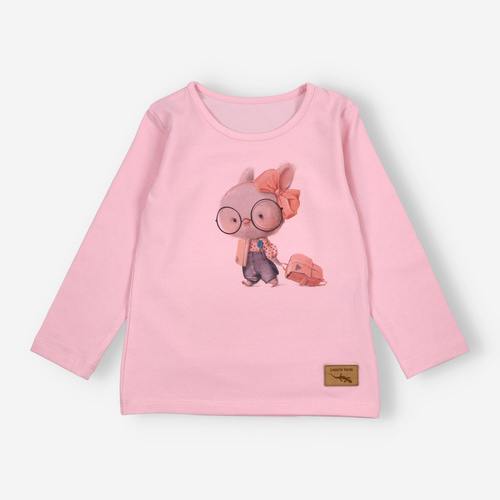 KAR-3011 Lagarto Verde Langarmbluse für Mädchen, rosa – stilvoll, Baumwolle, polnische Produktion