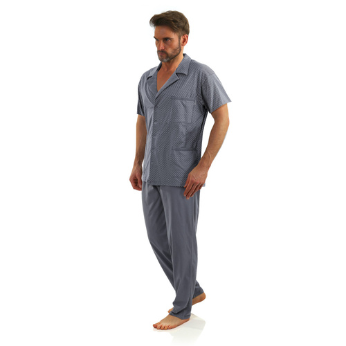 Sesto Senso Herren-Pyjama mit Reißverschluss und kurzen Ärmeln – Graphitanker