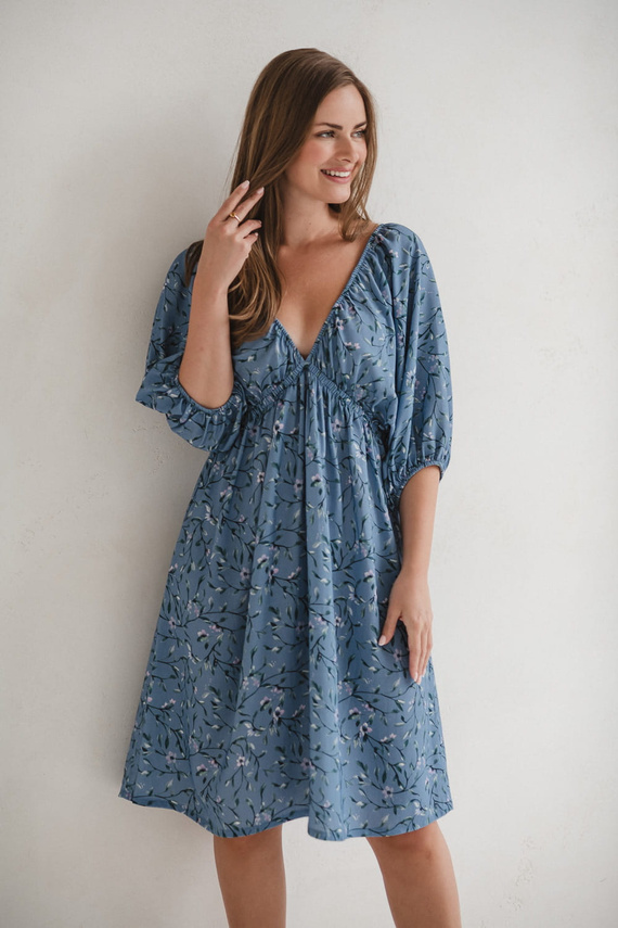 Milk Sun Milk&Love blaues Umstands- und Stillkleid mit Blumen